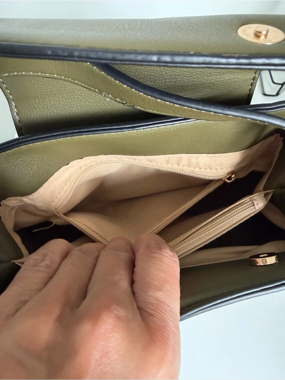 Olive Green Dragonfly Accent Top-Handle Satchel